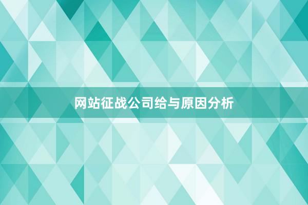 网站征战公司给与原因分析